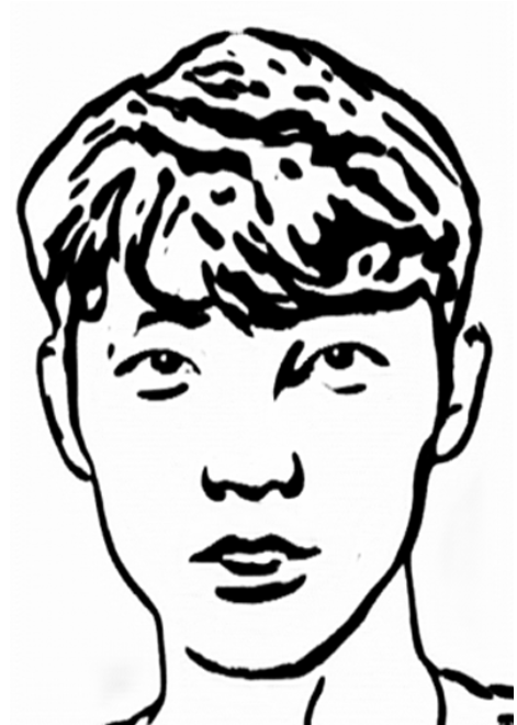 fig: Skeleton extraction process. (a) original, (b) sketch, (c) extracted skeleton, and (d) skeleton overlaid on the sketch image.